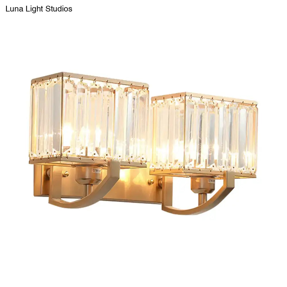 Modern dark bronze and crystal wall mount light bedroom sconce