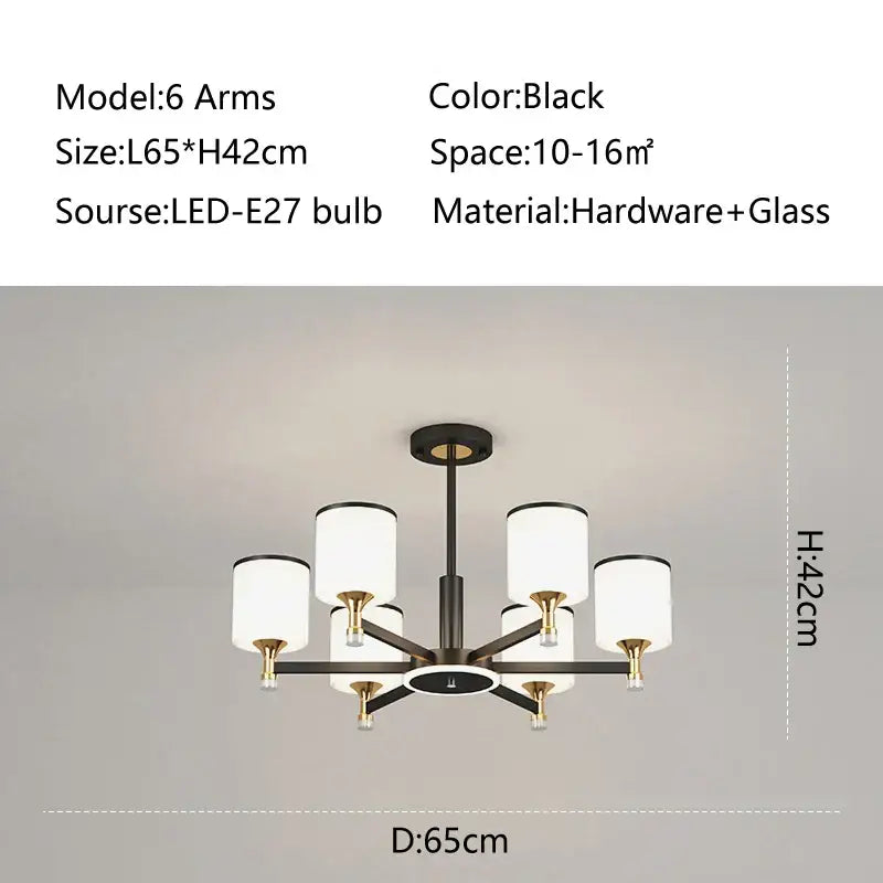 Modern dark bronze glass chandelier living room light