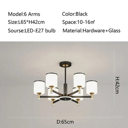 Modern dark bronze glass chandelier living room light