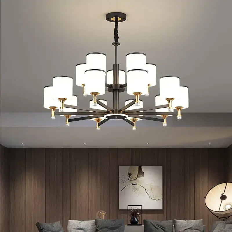 Modern dark bronze glass chandelier living room light