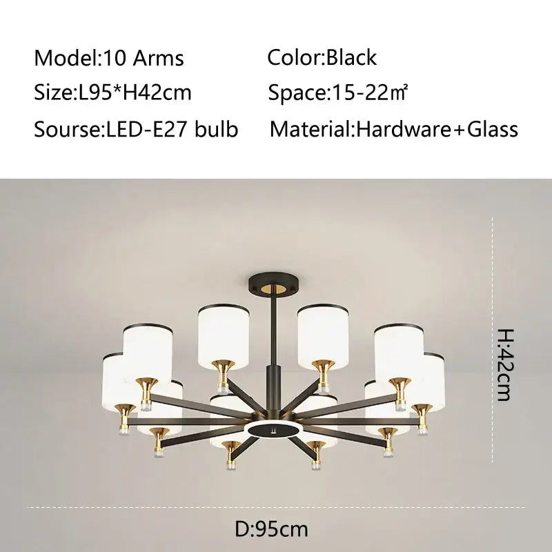 Modern dark bronze glass chandelier living room light
