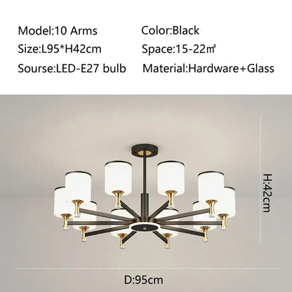 Modern dark bronze glass chandelier living room light
