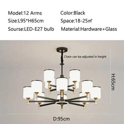 Modern dark bronze glass chandelier living room light