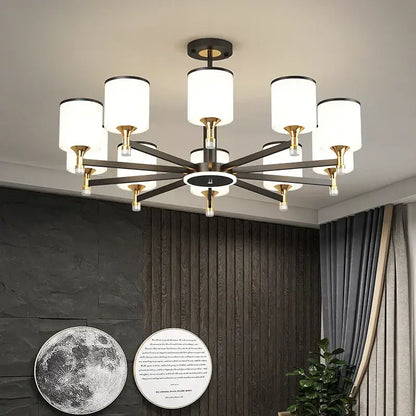 Modern dark bronze glass chandelier living room light