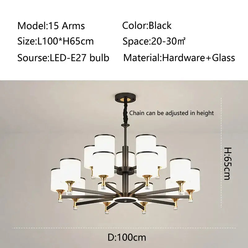 Modern dark bronze glass chandelier living room light