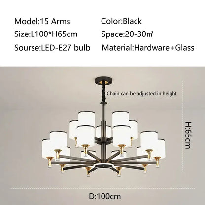 Modern dark bronze glass chandelier living room light