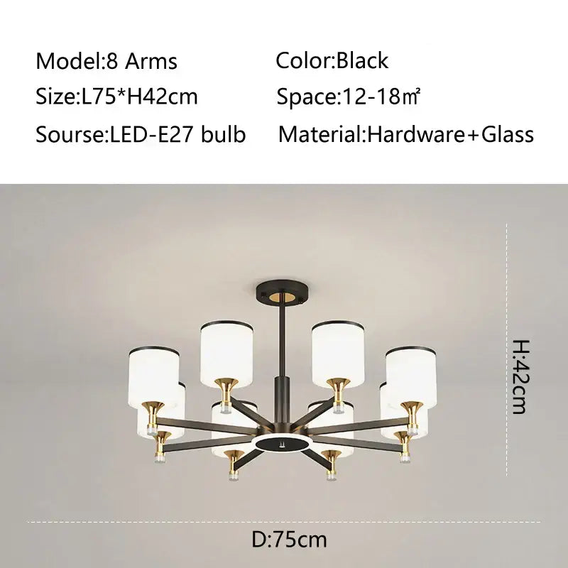 Modern dark bronze glass chandelier living room light