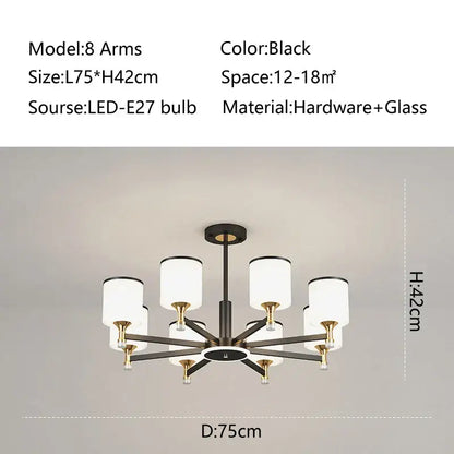 Modern dark bronze glass chandelier living room light