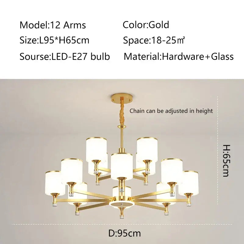 Modern dark bronze glass chandelier living room light