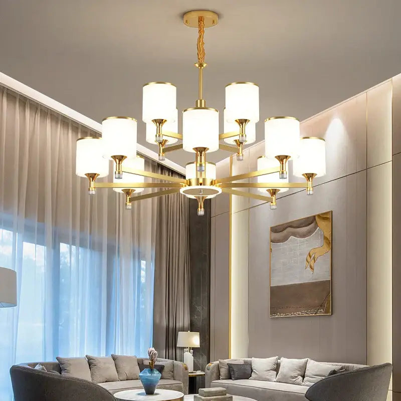 Modern dark bronze glass chandelier living room light
