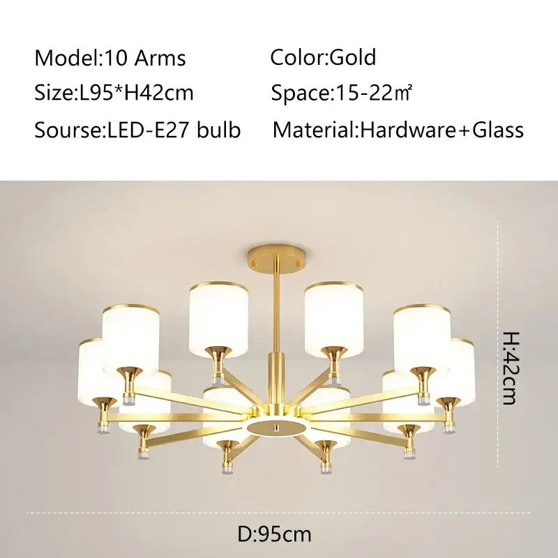 Modern dark bronze glass chandelier living room light