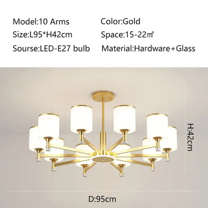 Modern dark bronze glass chandelier living room light