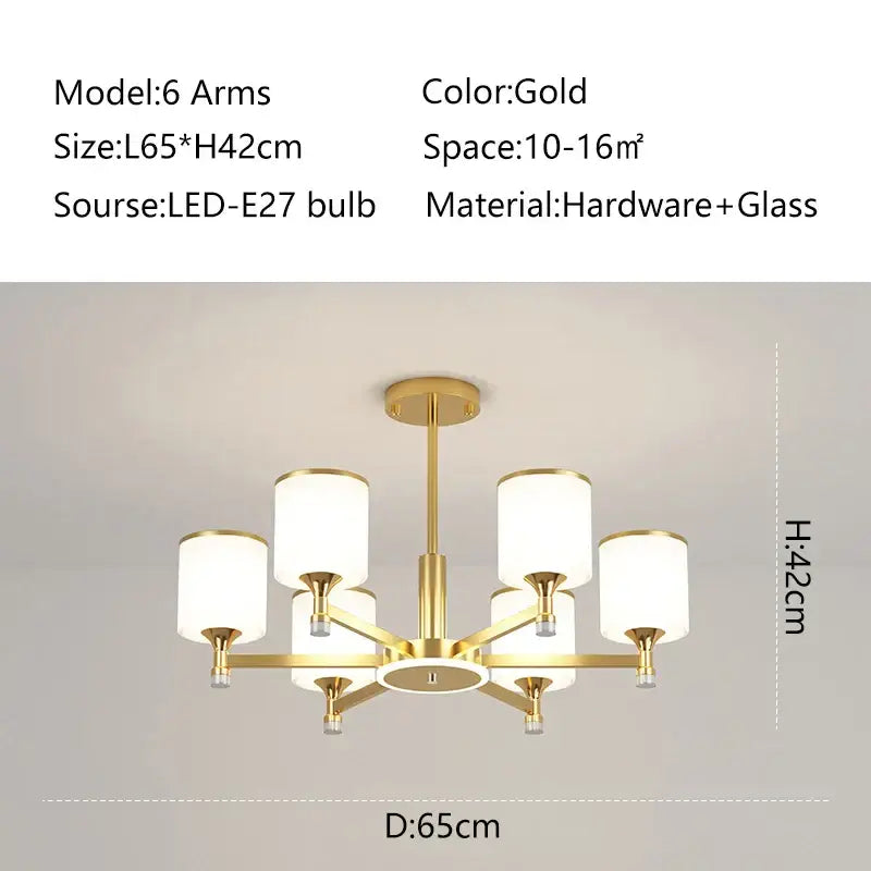 Modern dark bronze glass chandelier living room light