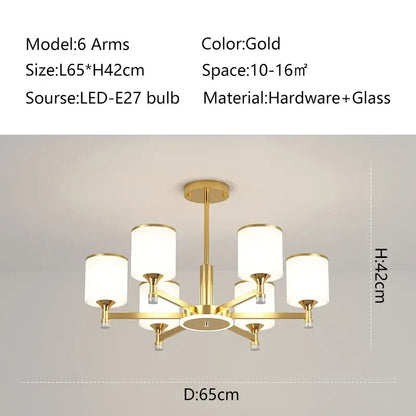 Modern dark bronze glass chandelier living room light