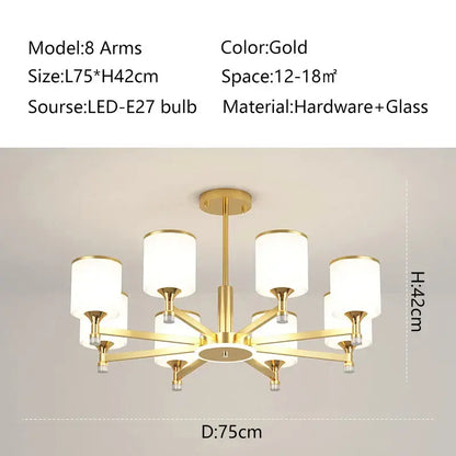 Modern dark bronze glass chandelier living room light