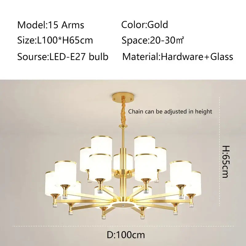 Modern dark bronze glass chandelier living room light