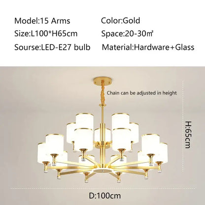 Modern dark bronze glass chandelier living room light