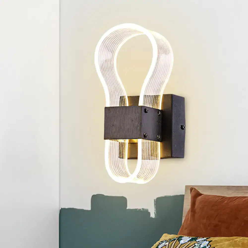 Modern dark bronze led wall lamp with ribbed glass for bedroom