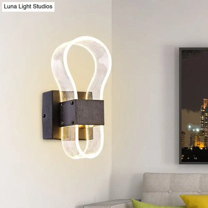 Modern dark bronze led wall lamp with ribbed glass for bedroom
