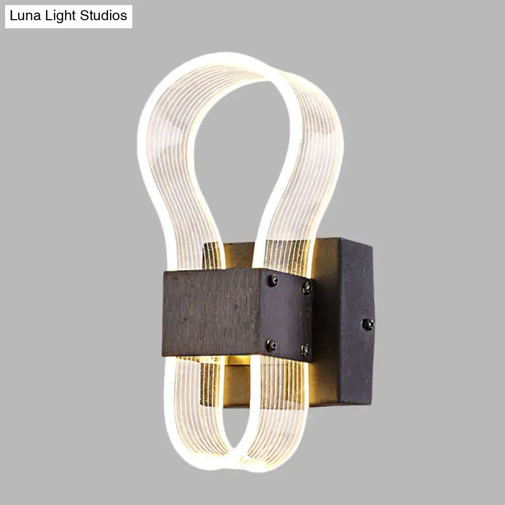 Modern dark bronze led wall lamp with ribbed glass for bedroom