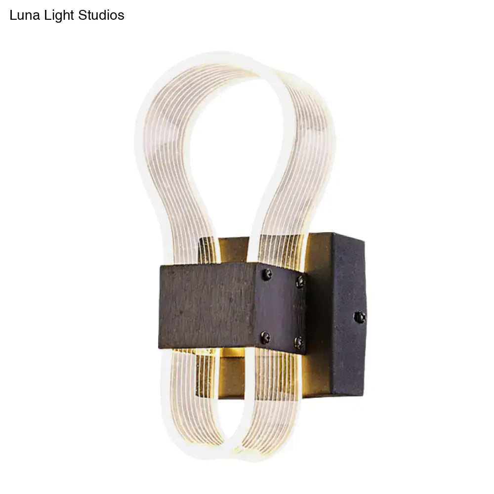 Modern dark bronze led wall lamp with ribbed glass for bedroom
