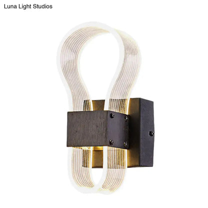 Modern dark bronze led wall lamp with ribbed glass for bedroom