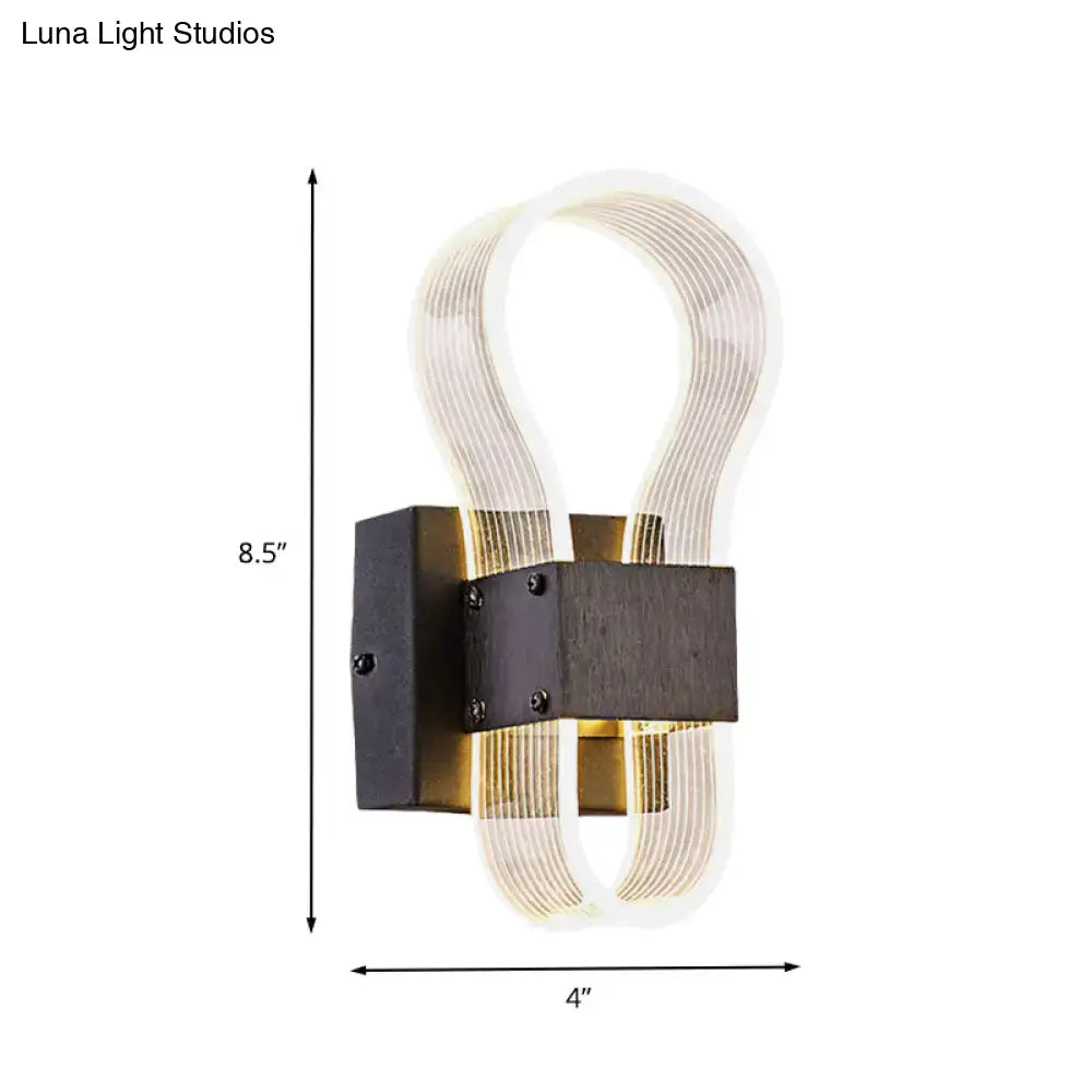 Modern dark bronze led wall lamp with ribbed glass for bedroom