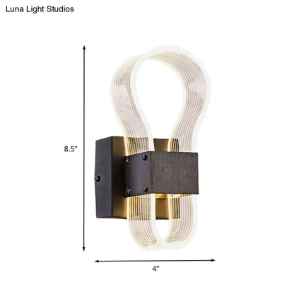 Modern dark bronze led wall lamp with ribbed glass for bedroom