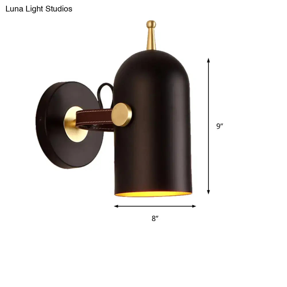 Modern dark brown and brass wall lamp with cup shade office corridor