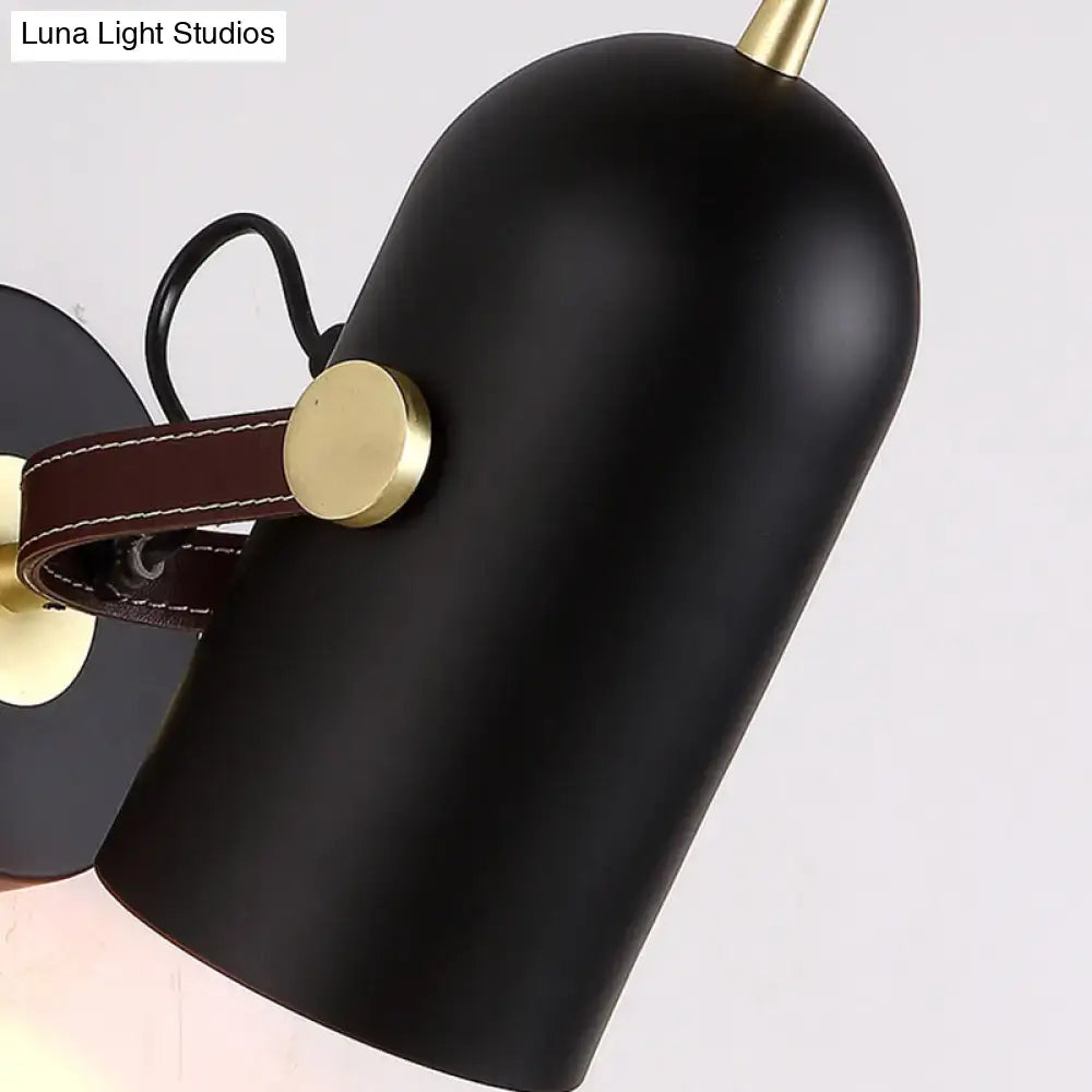 Modern dark brown and brass wall lamp with cup shade office corridor