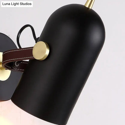 Modern dark brown and brass wall lamp with cup shade office corridor