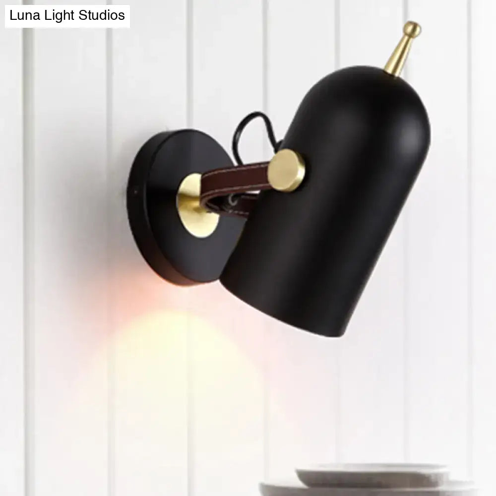 Modern dark brown and brass wall lamp with cup shade office corridor