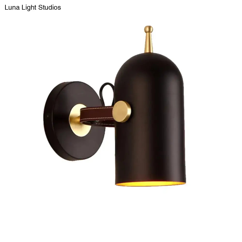 Modern dark brown and brass wall lamp with cup shade office corridor