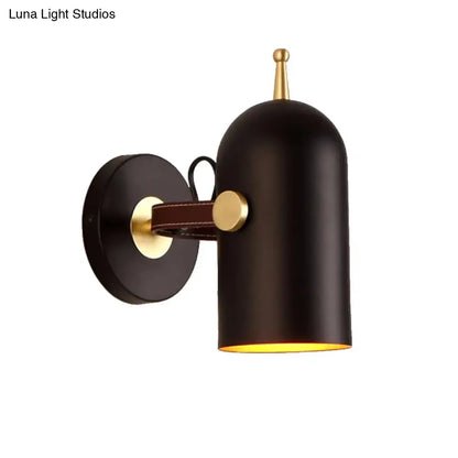 Modern dark brown and brass wall lamp with cup shade office corridor