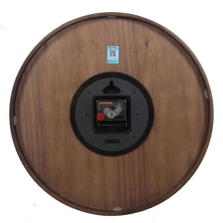 Modern dark brown bamboo wall clock living room wood grain timepiece