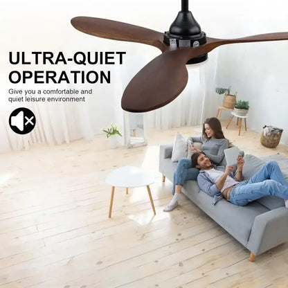 Modern dark brown & black wood blade ceiling fan living room