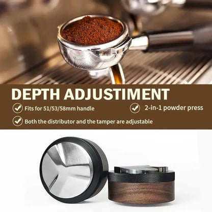 Modern dark brown espresso distribution tool kitchen tamper