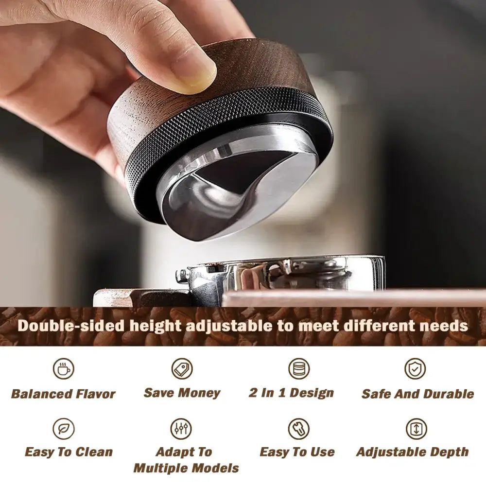 Modern dark brown espresso distribution tool kitchen tamper