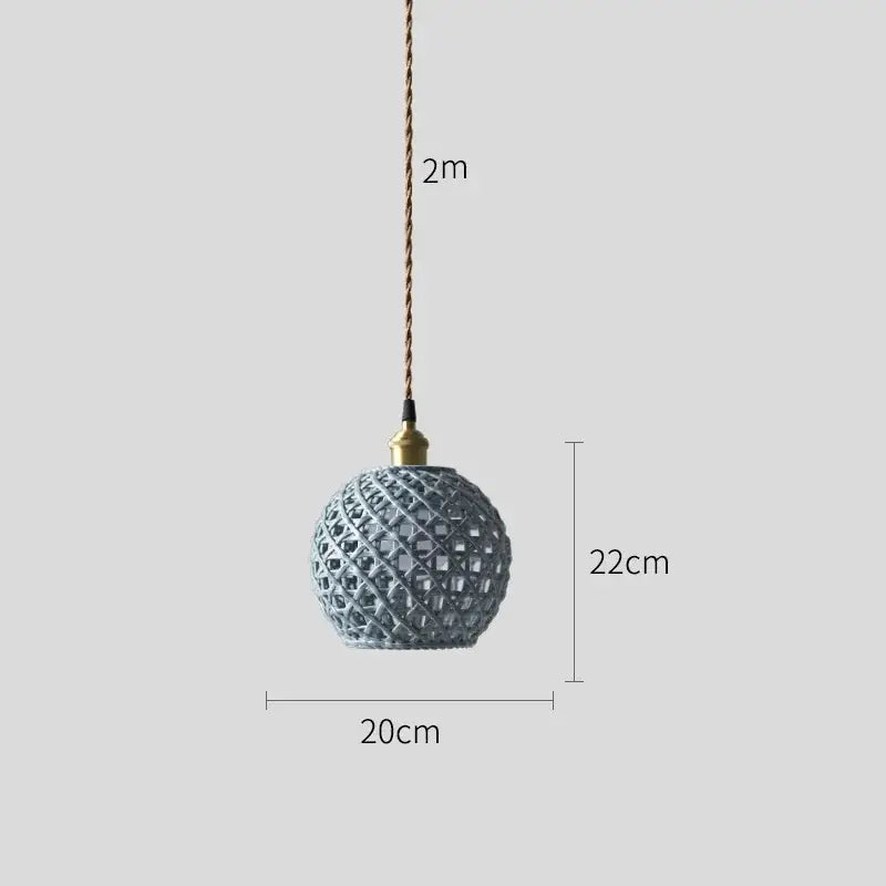 Modern dark gray ceramic led pendant lamp bedroom woven light