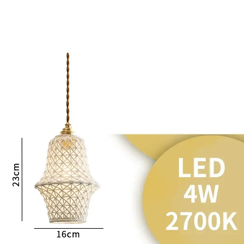 Modern dark gray ceramic led pendant lamp bedroom woven light