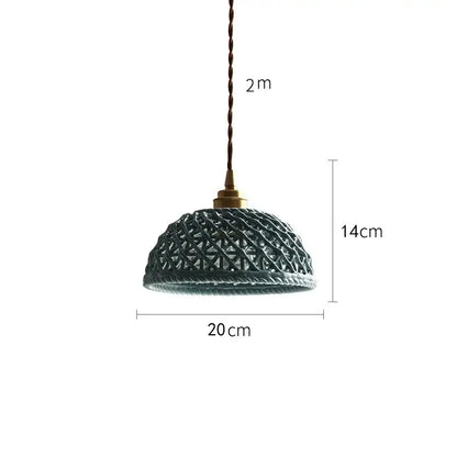 Modern dark gray ceramic led pendant lamp bedroom woven light