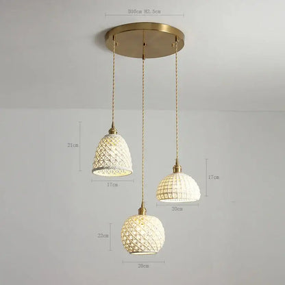 Modern dark gray ceramic led pendant lamp bedroom woven light