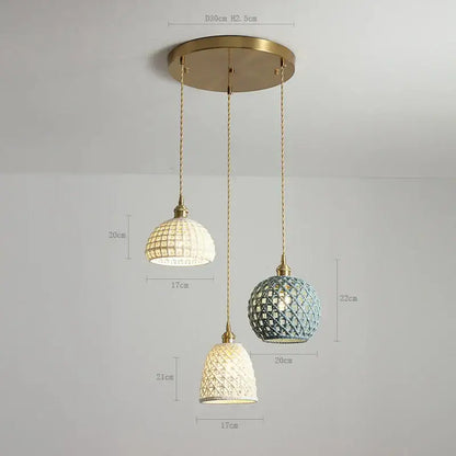 Modern dark gray ceramic led pendant lamp bedroom woven light