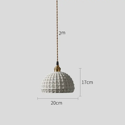 Modern dark gray ceramic led pendant lamp bedroom woven light