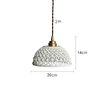 Modern dark gray ceramic led pendant lamp bedroom woven light