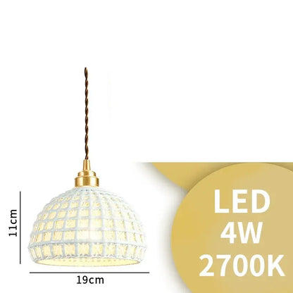 Modern dark gray ceramic led pendant lamp bedroom woven light