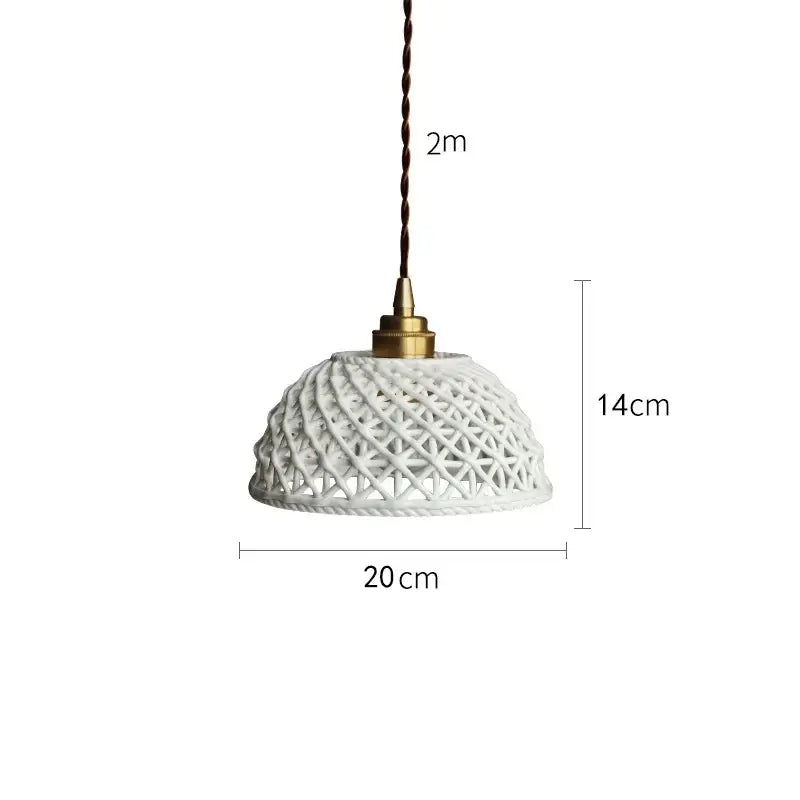 Modern dark gray ceramic led pendant lamp bedroom woven light