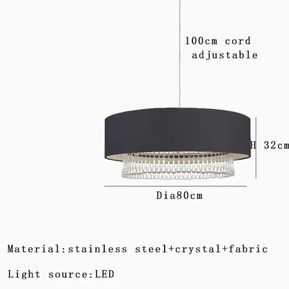Modern dark gray crystal pendant chandelier dining room led light