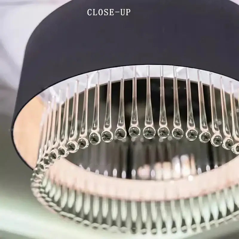 Modern dark gray crystal pendant chandelier dining room led light
