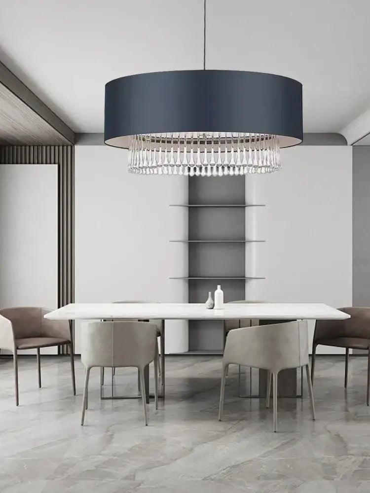 Modern dark gray crystal pendant chandelier dining room led light